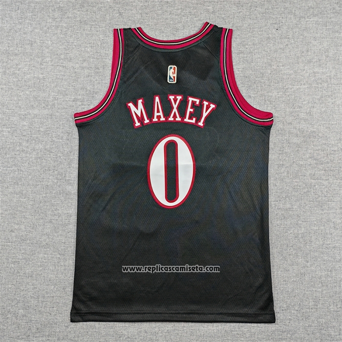 Camiseta Nino Philadelphia 76ers Tyrese Maxey NO 0 Classia 2025-26 Negro